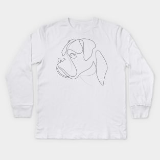 Boxer - one line drawing Kids Long Sleeve T-Shirt